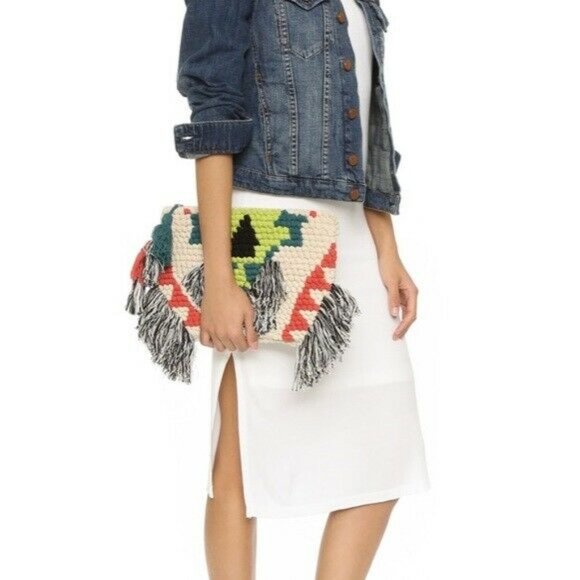 Cleobella Domino Tassel Clutch Purse Bag - Picture 2 of 8